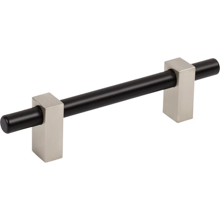 Jeffrey Alexander 96 Mm Center-To-Center Matte Black W/ Satin Nickel Larkin Cabinet Bar Pull 478-96MBSN